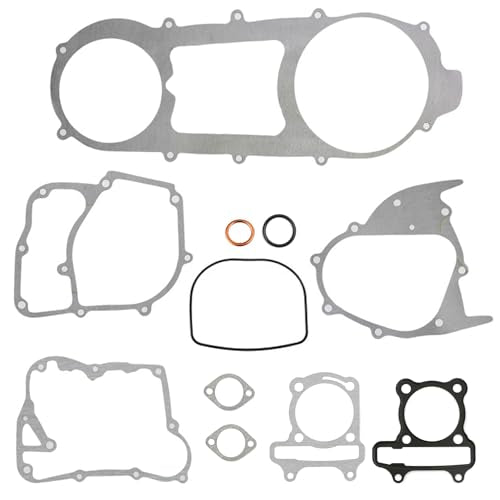 Mokuo GY6 200cc 170CC Complete Long Case Engine Gasket Kit Compatible with Chinese GY6 4-Stroke 152QMI 157QMJ Engine Scooter Moped ATV Go Kart,61mm Cylinder Gasket
