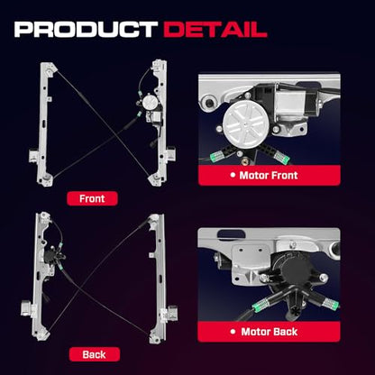 Front Driver Side Power Window Regulator with Motor (2 Pins) Fit for 2001-2006 Chevrolet Silverado 1500 3500, Avalanche Suburban GMC Sierra 1500 2500 3500 Yukon XL Cadillac Escalade, 741-644 - size: Front Driver (LH)