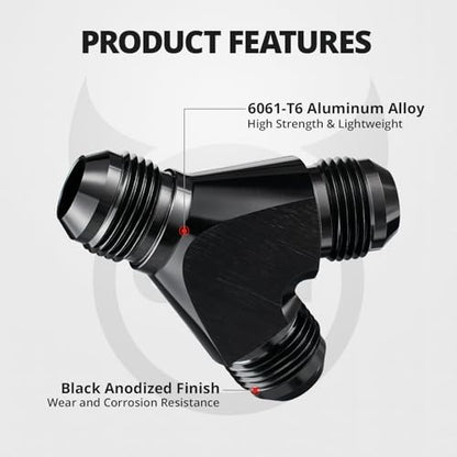 EVIL ENERGY 12AN Y Block Flare Fitting Adapter Union Splitter Black - size: 3 x 12AN