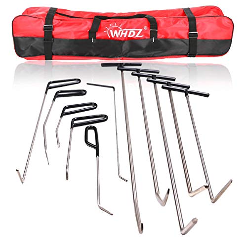 WHDZ Paintless Dent Repair Rods 11Pcs Auto Body Paintless Dent Repair Tools Kit for Door Dings Hail Repair and Dent Removal - color: 11PCS AC