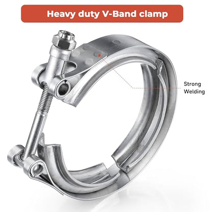 AKIHISA 5 Inch V Band Clamp-Stainless Steel_304, for Turbo Exhaust Down Pipe 5" OD Flange Kit, Racing Ford Pickup Truck Exchange Exhaust Accessories - size: 5.0"