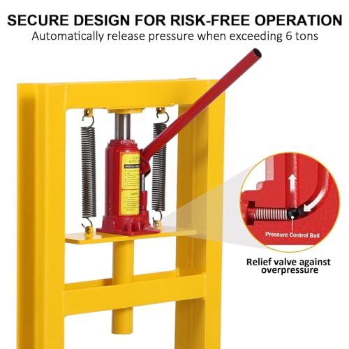 12 Ton Hydraulic Shop Press, H-Frame Garage Press with Adjustable Bed & Plates for Bearings, Gears, U-Joints Heavy Duty Floor Benchtop Press