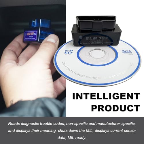 KVAEY 2 PCS OBDII Car Auto Diagnostic Scanner, ELM327 Automotive Bluetooth Scan Tool and Code Reader, Professional Car Bluetooth Engine Fault Code Reader, Universal Car Accessories (Black) - color: Black, size: 2 PCS