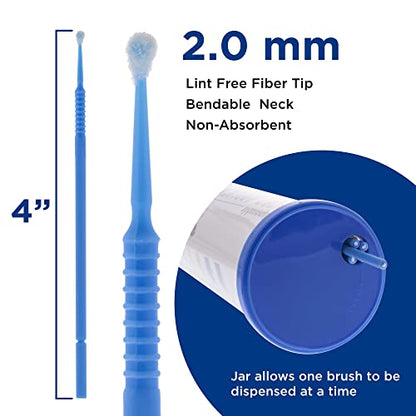 TCP Global 100 Piece Micro Brush Blue Applicator Set - 4 Inch, 2.0mm Tips - color: Black
