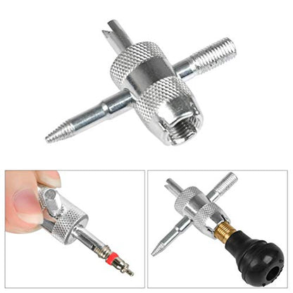 FOCCTS 17PCS Tire Valve Stem Tool Puller and Installer Kit, 6 Pcs TR412 Tubeless Tire Valve Stems with Valve Stem Cores, Single Head Tire Valve Core Remover Tire Repair Install Tool