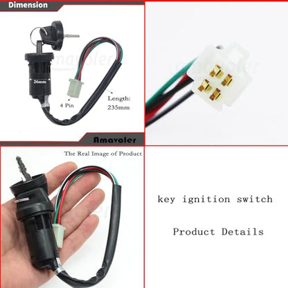 Left Starter Kill Light Switch Ignition Key Switch with Spark Plug Aftermarket Replacement Parts Fit for 50cc 70cc 90cc 110 cc 125cc 150cc Chinese ATV Quad 4 Wheeler TaoTao SUNL Coolster Etc