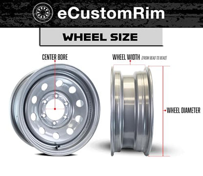 eCustomrim 2-Pack Aluminum Trailer Wheel 15X5 15 Inch 5 Lug Black Edge Rim