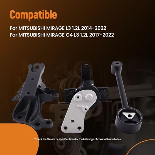 maXpeedingrods 3PCS Engine Motor & Transmission Mount Kit Replaces 2910A106 Compatible for Mitsubishi Mirage 1.2L 2014–2022, Mirage G4 2017–2022 - style: 2910A106