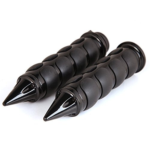 Pair of 1" Dual Black Motorcycle Bar End Hand Grips Handlebar for Cruisers Harley Yamaha Suzuki - color: Black