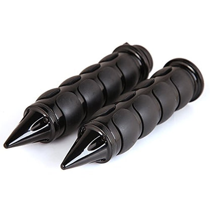 Pair of 1" Dual Black Motorcycle Bar End Hand Grips Handlebar for Cruisers Harley Yamaha Suzuki - color: Black