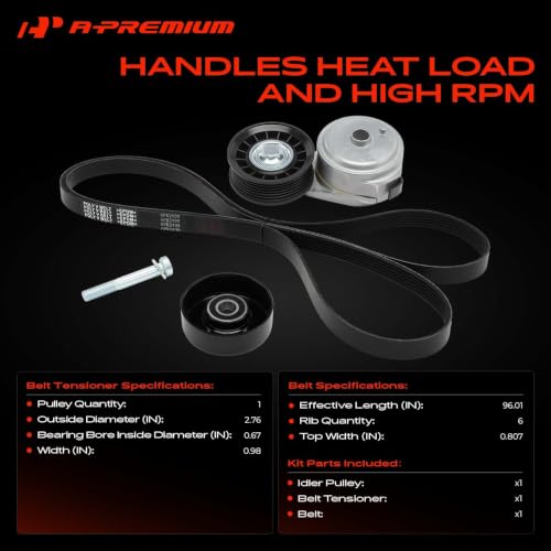 A-Premium Engine Serpentine Belt Drive Kit with Tensioner & Idler