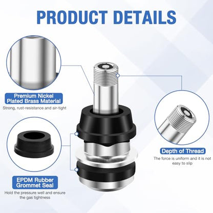 25 PCS TR416 Metal Valve Stems, Bolt in Tire Valve Stem, High Pressure Valve Stems, Outer Mount Fits 0.453" and 0.625" Rim Holes - size: 25 Pack