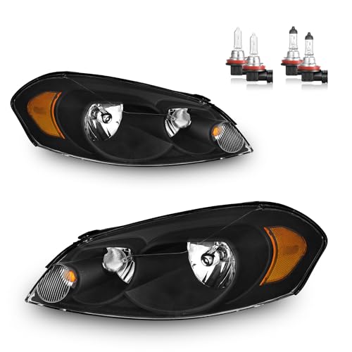 Headlights with High/Low Beam Bulbs for 2006-2013 Chevy Impala - color: Polished Chrome | With High & Low Beam Bulbs