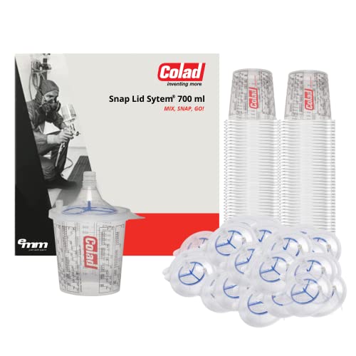 Colad Snap Lid System Automotive Spray Paint Application Kit including Mixing Cup and Lid with Built In Paint Filter 700ml 130 Micron
