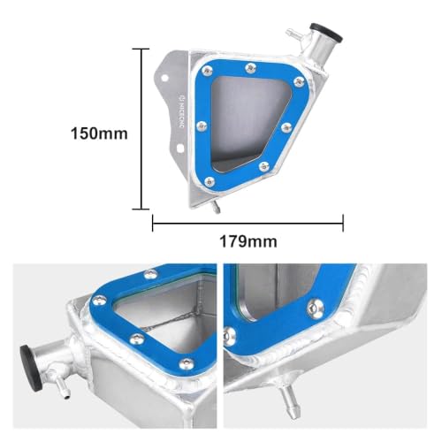 NICECNC Aluminum Radiator Tank, Reservoir Expansion Tank, Blue - color: Blue