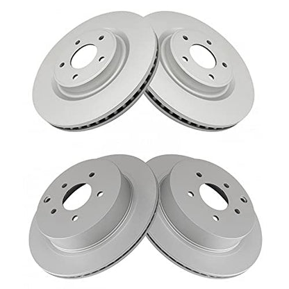 TRQ Front and Rear Brake Rotors Set Vented Premium G-Coated - style: BKA14824