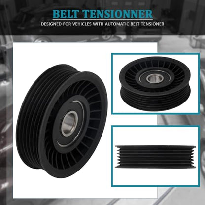 IRONTEK 1L2E6C348AA Belt Tensioner Idler Pulley fit for Ford (2002-2005 Excursion/ 2002-2014 Expedition/2002-2010 For F-150), for Jeep 2007-2018 Wrangler #6L3Z6C348A - size: 1L2E6C348AA