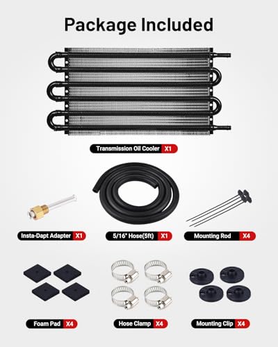 EVIL ENERGY 5/16 in Transmission Oil Cooler Kit, 6 Pass, Black - color: Black, size: 6 Pass