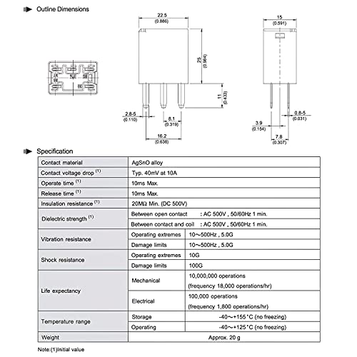Nilight 5Pack 12V 5Pin Ultra Micro ISO SPST Relay 35A/20A for Fuel Pump - color: 5Pin Relay