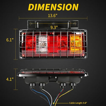 2 Pack Truck Tail Lights Kit with Iron Net Protection With Bulbs - color: Tail Lights-J