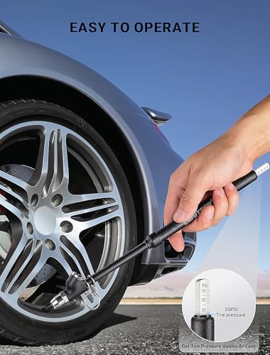 LUMITECO 2-Pack Dual Head Tire Pressure Gauge, Heavy Duty Truck Tire Air Gauge Range 10-150PSI 1-10Bar, Straight-On Pencil Air Pressure Gauge Extended Tube for Semi Truck, Car Tire Pressure Checker - size: 2 Pack Matte Black