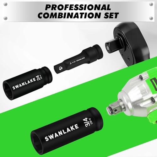 30-Piece 1/2" Drive Impact Socket Set, Standard SAE (3/8-1 inch) and Metric (10-24mm) 6 Point CR-V Steel Deep Socket, Ratchet Handle, 3" & 5" Extension Bar, CR-MO Impact Universal Joint - style: 1/2'' 30PCS