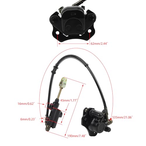 Rear Brake Master Cylinder Caliper Assembly and Brake Pad Compatible with 50cc 70cc 90cc 110cc 125cc Chinese TaoTao 110cc 125D 3050HD ATV 3050C SunL ATV Kids 4 Wheeler