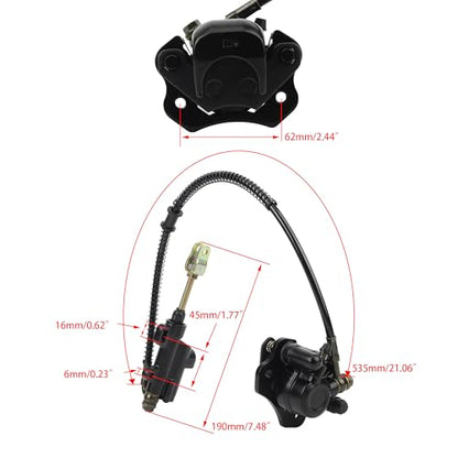 Rear Brake Master Cylinder Caliper Assembly and Brake Pad Compatible with 50cc 70cc 90cc 110cc 125cc Chinese TaoTao 110cc 125D 3050HD ATV 3050C SunL ATV Kids 4 Wheeler