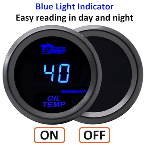 Car Oil Temperature Gauge 12V Auto Oil Temp Gauge Meter Celsius - color: Blue Light Oil Temp Celsius