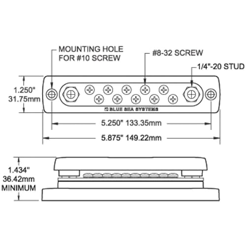 Blue Sea Systems Common Bus Bar, 10-Gang, 150A - style: 150A - 10 Screw with Cover