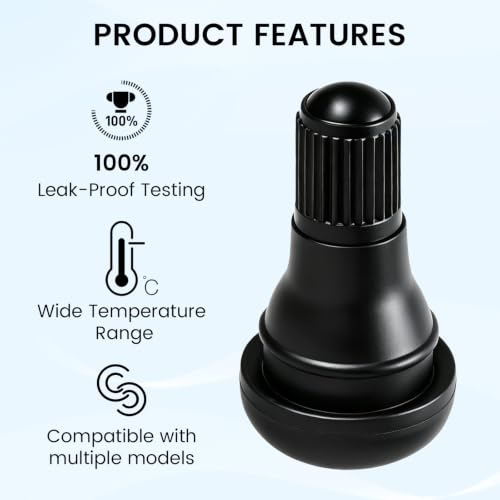 TR412 Rubber Snap-in Short Black Tire Valve Stem 10pcs