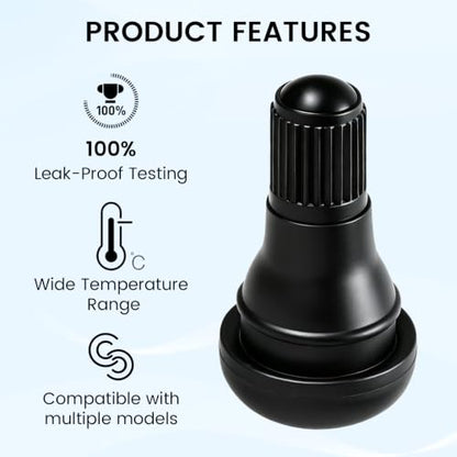 TR412 Rubber Snap-in Short Black Tire Valve Stem 10pcs