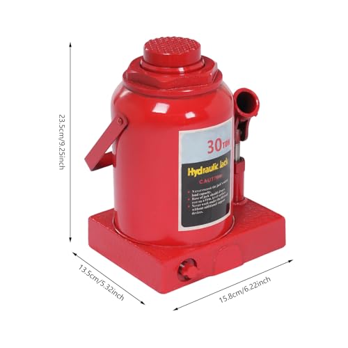 Hydraulic Bottle Jack, Hydraulic Stubby Low Profile Bottle Jack 30 Ton (66,138 lbs) - Compact 9.25" Height Alloy Steel Cylinder Jack for Automotive, Industrial & Equipment Lifting