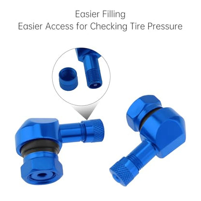 90° Tire Valve Stems 11.3mm Aluminum Forged for Scooter E-Bike ATV - color: Blue