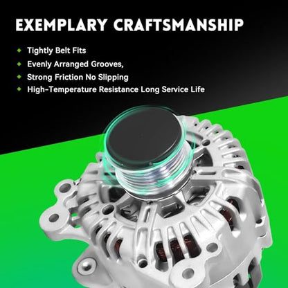 11134N Alternator Replacement for Jetta 2006-2014 2.0L/2011-2015 2.0L/2005-2006 1.9L, Passat 2006-2008 2.0L, GTI 2006-2008, Golf 2010-2014 2.0L, 12V 140Amp 6-Groove Pulley - size: 11134N