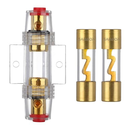 VEXUNGA 4-8 Gauge AWG Inline 80 Amp Fuse Holder with 80A AGU Fuses for Car Audio Alarm Amplifier Subwoofer in-line Fuse Holders (80Amp) - size: 80A