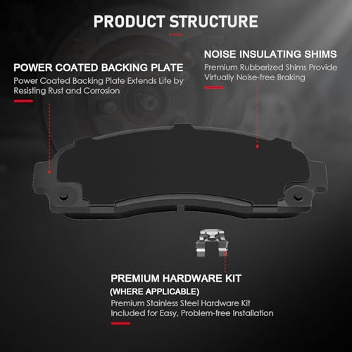 cciyu D833 Front Ceramic Brake Pads Kits 4pcs - size: Front[D833]