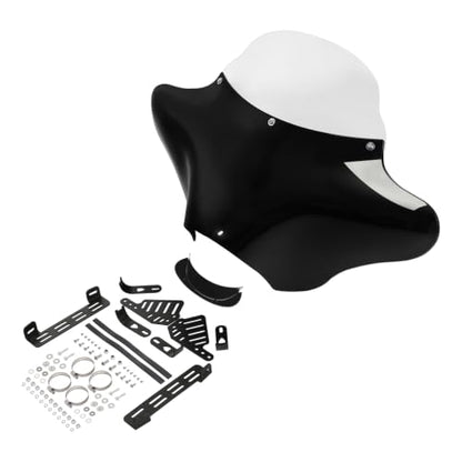TCT-MOTORPARTS ABS Front Outer Batwing Fairing Windscreen w/Mount Blacket Fit For Harley Touring Softail Dyna Road King 1994-2016 Fat Boy Street Bob Yamaha V Star 650 1100 classic Suzuki - style: Fairing+Clear Windshield+Bracket