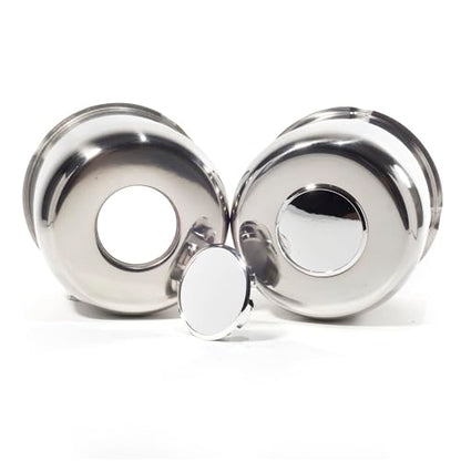 2 Pack 4.88" Push Through Trailer Wheel Center Caps & Lug Nuts - color: Mirror Polished