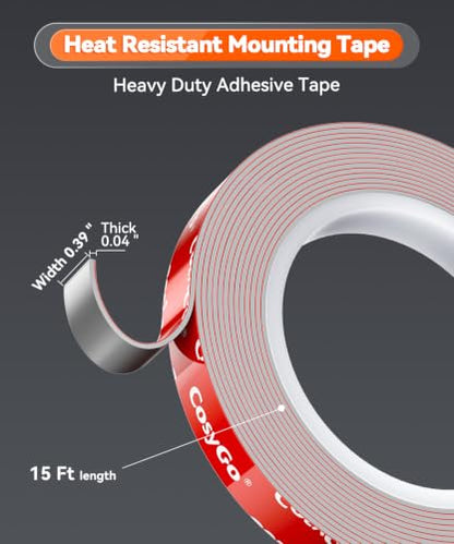 Double Sided Tape Heavy Duty, Permanent Bond Heat Resistant 0.39In - size: 3/8" / 10mm Width