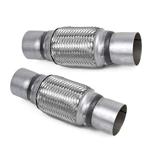 Exhaust Flex Pipe 2.5" Inlet 10" Length Heavy Duty Stainless 2 Pack - size: 2.5"x6"x10"-2 Pack