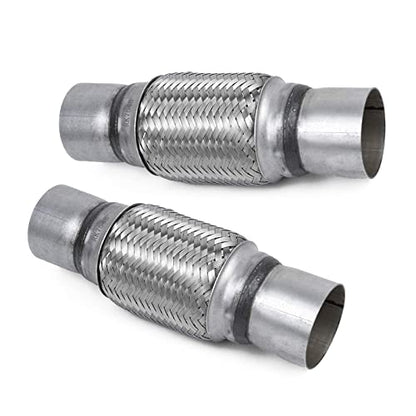 Exhaust Flex Pipe 2.5" Inlet 10" Length Heavy Duty Stainless 2 Pack - size: 2.5"x6"x10"-2 Pack