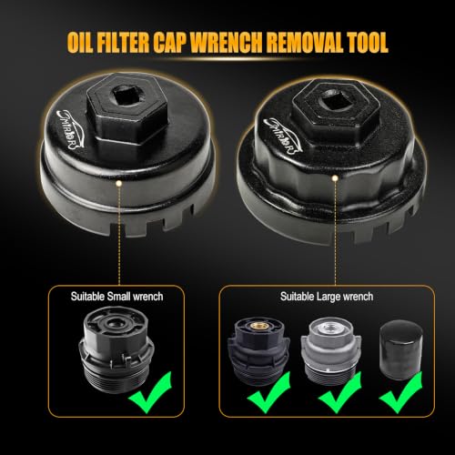 3mirrors 2Pcs Oil Filter Wrench Set, Aluminum Oil Filter Cap Removal Tool Compatible with ALL Toyota Lexus Scion RAV4 Camry Tundra Highlander with 64mm Cartridge Style Oil Filter System