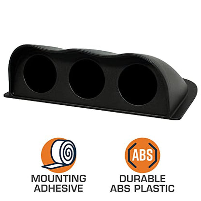GlowShift Universal Black Triple Dashboard Gauge Pod Holder w/Dome Lip