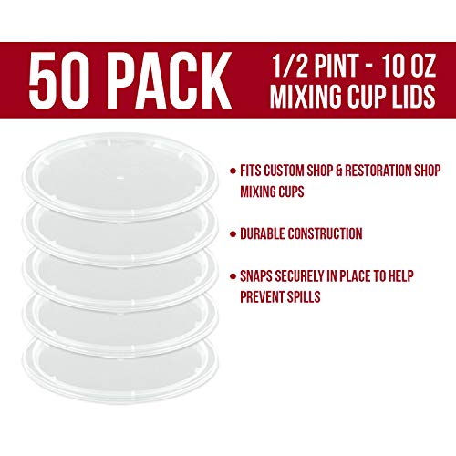 Custom Shop Paint Mixing Cup Lids Only, Box of 50, 1/2 Pint Size,Lids Only - color: Lids - Box of 50 Lids