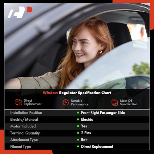 A-Premium Front Passenger Side Power Window Regulator with Motor (2-Pin) - style: Front Passenger Side