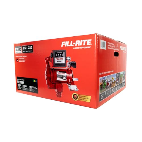 Fill-Rite FR311VN 115V/230V 35 GPM Fuel Transfer Pump with Mechanical Meter (Gallons) - Heavy-Duty Electric Pump with High Flow Rate and Durable Construction - style: Pump & Meter (Gallons) Only