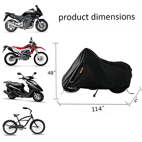SEAZEN Motorcycle Cover Waterproof Outdoor, 5 Layer Heavy Duty Motorcycles Vehicle Cover Dustproof UV Protection with Night Reflective Straps and Lock-Holes (Motorcycle-XXL UP to 114") - size: Motorcycle-XXL UP To 114"