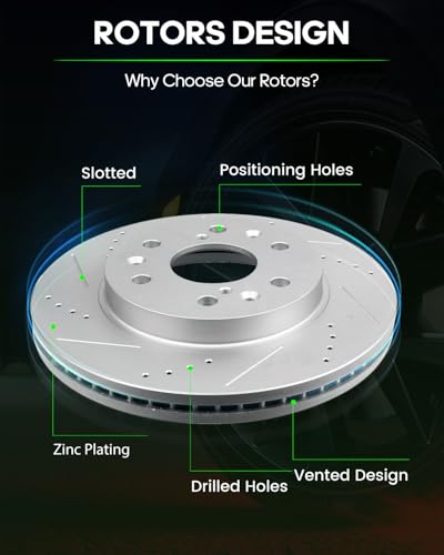 SCITOO Brake Kits Front Rear Brake Rotors Brake Pad:55097;55133;D1092;D1194 - size: 55097+D1092 & 55133+D1194 [4+8PCS]