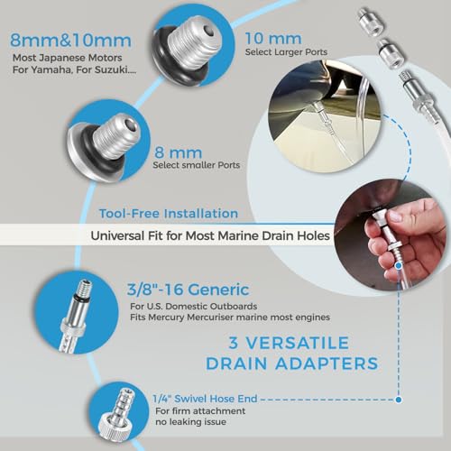 Lower Unit Gear Oil Pump for Standard Quart Bottle, 8cc Manual Fluid Pump Comes with 3 Generic Swivel Adapters, Fit for Mercury, Yamaha, Suzuki & More Outboard Quart Bottle Fluid Pump